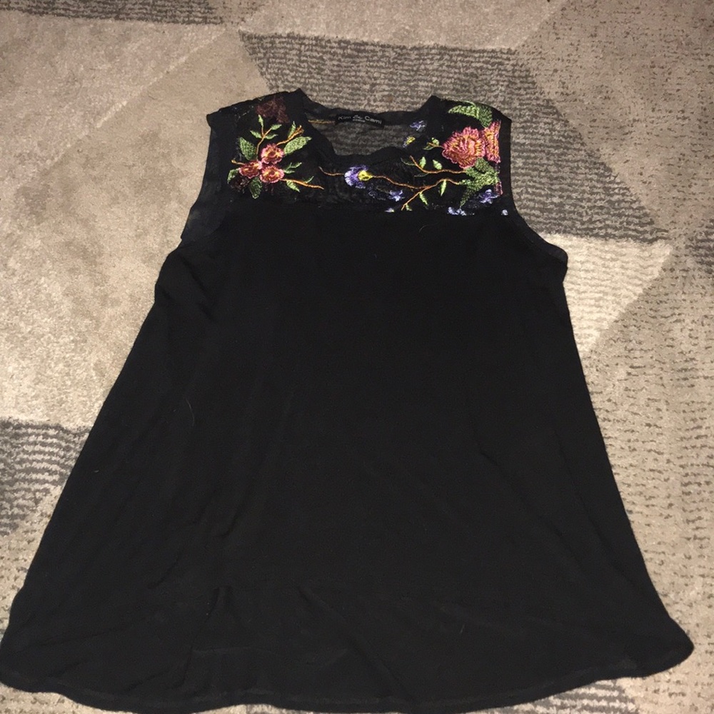 black floral tank top